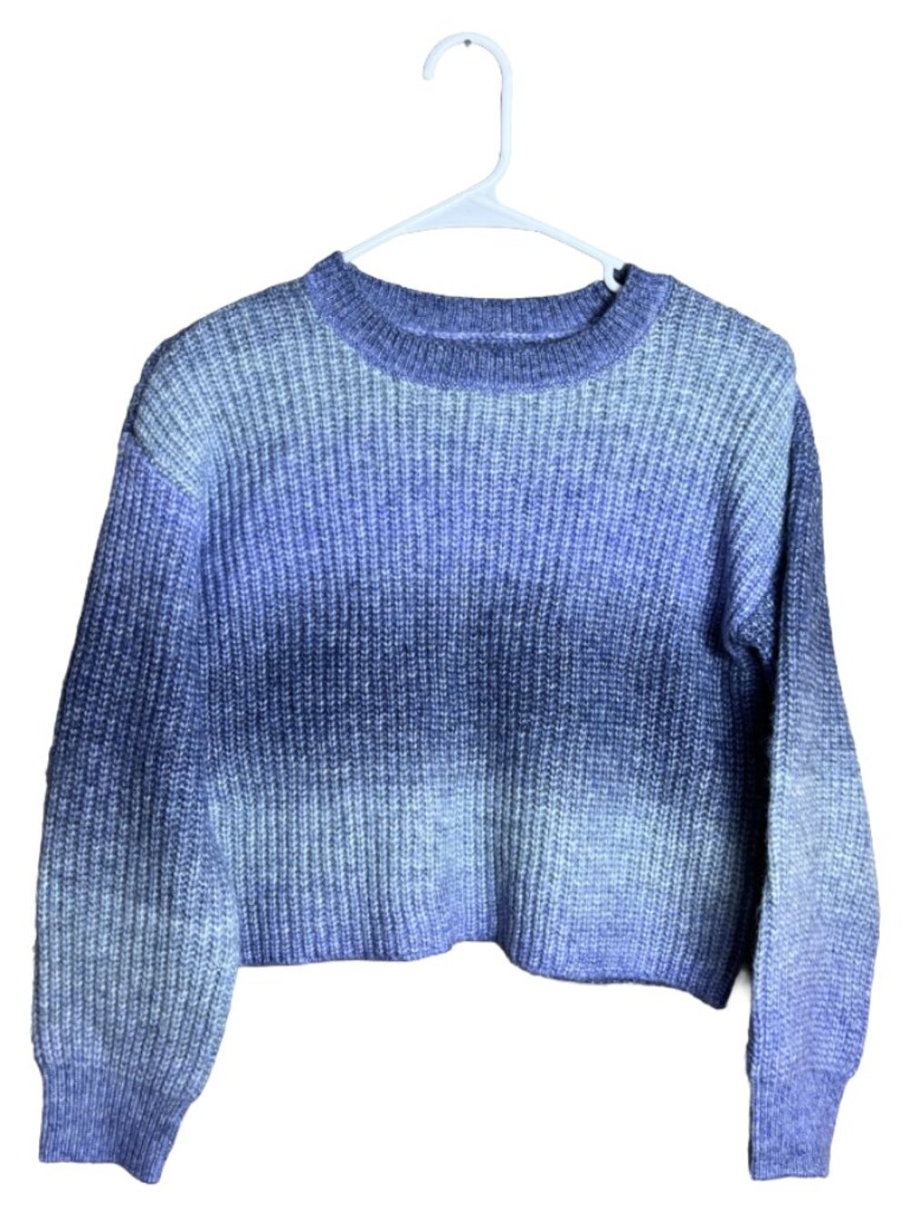 SO Blue Ombre Cropped Knit Sweater Girls M 8